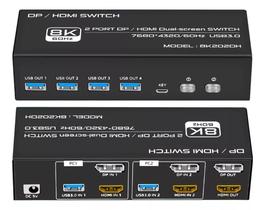 Chaveador Switch KVM 2x2 HDMI e Displayport 8k