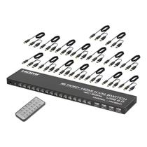 Chaveador Switch Kvm Hdmi 16 Portas 16x1 Usb Com Cabos Kvm