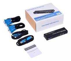 Chaveador Switch KVM VGA/HDMI USB 2 Portas Dual Screen Chaveador Switch KVM VGA/HDMI USB 2 Portas Dual Screen