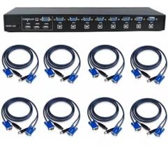 Chaveador Switch Kvm Vga - Usb 8 Portas + 8 Cabos Kvm 1,50m