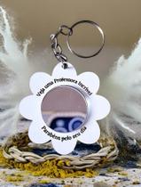 Chaveiro 43 unidades Flor Branca com espelho dia dos Professores Chaveiro 43 unidades Flor Branca com espelho dia dos Professores