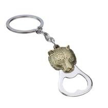 Chaveiro, abridor de garrafas, cabeça de tigre, anel de liga de zinco