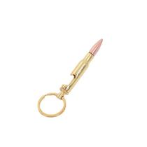 Chaveiro, abridor de garrafas, formato de bala, design em ouro rosa