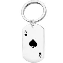 Chaveiro Ace of Spades, cartão de baralho, chaveiro em liga de zinco
