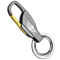 Chaveiro Aço Gravado Laser Mini Cooper Luxo Grafite/Dourado