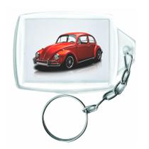 Chaveiro Acrílico 3x4 Para Amantes De Fusca Vermelho Com 12 Unidades