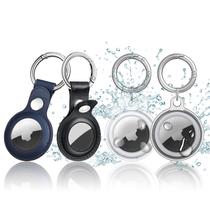 Chaveiro AirTag e suporte impermeável, estojo de couro, pacote com 4