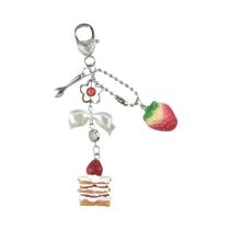 Chaveiro Artesanal De Bolo De Morango Para Celular, Pingente De Comida Para Bolsas E Roupas - YiYuYiHua