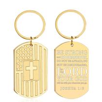 Chaveiro Be Strong Cross em aço inoxidável Military Dog Tag K Chaveiro Be Strong Cross em aço inoxidável Military Dog Tag K