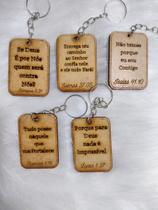 Chaveiro Bíblico 50 UNIDADES com 5 versículos Sortidos MDF 3mm já vai montado