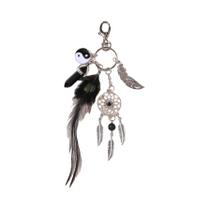 Chaveiro Boho Mini Apanhador De Sonhos Hamsa Mão Cristal Pedra Pena FengShui Mascote Presente