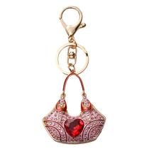 Chaveiro: bolsa criativa em forma de coração, strass rosa
