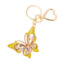 Chaveiro borboleta de strass colorido com coração metálico Chaveiro borboleta de strass colorido com coração metálico