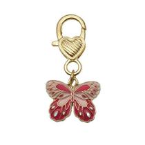 Chaveiro borboleta rosa com fecho de lagosta em forma de coração
