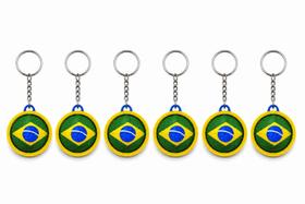 Chaveiro Brasil Copa 2026 Giratório Bola com Bandeira do Brasil 5cm - KIT COM 6 Chaveiro Brasil Copa 2026 Giratório Bola com Bandeira do Brasil 5cm - KIT COM 6
