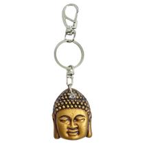 Chaveiro Buda Rosto Dourado 12 Cm Resina E Metal