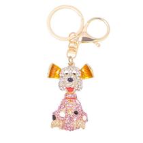 Chaveiro Cachorro fofo com strass cintilante em liga de zinco Chaveiro Cachorro fofo com strass cintilante em liga de zinco
