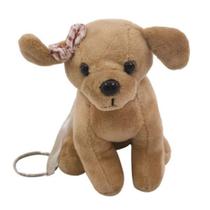 Chaveiro Cachorro Pelúcia Marrom Com Laço 11cm