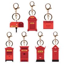 Chaveiro: caixa de correio de acrílico, chaveiro com fecho dourado e design postal Chaveiro: caixa de correio de acrílico, chaveiro com fecho dourado e design postal