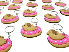 Chaveiro Capivara Donuts Rosa 10un Emborrachado Mimo Alunos