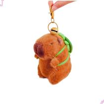 Chaveiro Capivara Fofa De Pelúcia Com Mochila De Tartaruga Com Guizo