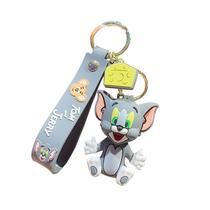 Chaveiro Cartoon Cat Mouse, chaveiro de PVC