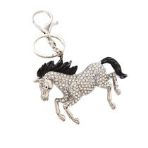 Chaveiro Cartoon Horse com detalhes de strass em liga prateada Chaveiro Cartoon Horse com detalhes de strass em liga prateada