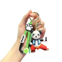 Chaveiro Cartoon Panda em PVC com pulseira de bambu para todas as idades Chaveiro Cartoon Panda em PVC com pulseira de bambu para todas as idades