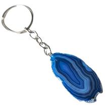 Chaveiro Chapa Agata Azul Pedra Natural Pino Prateado Chaveiro Chapa Agata Azul Pedra Natural Pino Prateado