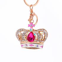 Chaveiro: chave de coroa elegante com liga de zinco de cristal rosa