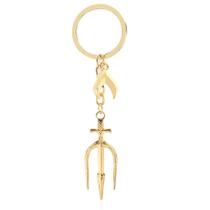 Chaveiro, chaveiro, pingente de arma dourada Aquaman Trident Chaveiro, chaveiro, pingente de arma dourada Aquaman Trident