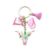 Chaveiro Chaveiro Western Cowboy Pink com pingente de borla Chaveiro Chaveiro Western Cowboy Pink com pingente de borla