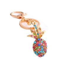 Chaveiro colorido de abacaxi, strass, liga de zinco