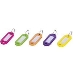 Chaveiro colorido simples rosa, de plástico.