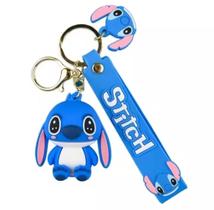 Chaveiro com Pingente Boneco Emborrachado Lilo e Stitch Angel Rosa Azul Chaveiros Desenho Animado 3D Presente