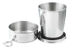 Chaveiro Copo Portátil Retrátil De Aço Inox Com Tampa 150ml