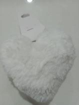 Chaveiro coração pelúcia pompom /cor branco