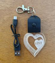 Chaveiro Coração Personalizado Acrílico com Led RGB 7 Cores Chaveiro Coração Personalizado Acrílico com Led RGB 7 Cores