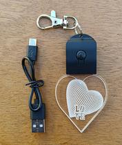 Chaveiro Coração Personalizado Acrílico com Led RGB 7 Cores Chaveiro Coração Personalizado Acrílico com Led RGB 7 Cores