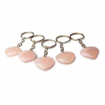 Chaveiro Coração Quartzo Rosa Natural Pedra do Amor Chaveiro Coração Quartzo Rosa Natural Pedra do Amor