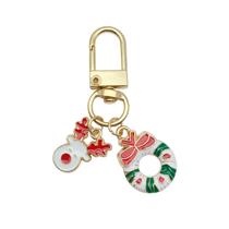 Chaveiro: coroa de renas de Natal, laço, esmalte, artesanato Chaveiro: coroa de renas de Natal, laço, esmalte, artesanato