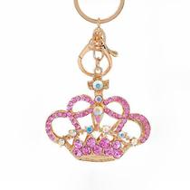 Chaveiro: coroa rosa de luxo para mulheres com strass de cristal