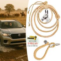 Chaveiro Country Capiau + Penduricalho Laço Couro Bege Medalhão Jumento Chaveiro Country Capiau + Penduricalho Laço Couro Bege Medalhão Jumento