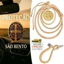 Chaveiro Country Capiau + Penduricalho Laço Couro Bege Medalhão São Bento Ouro Chaveiro Country Capiau + Penduricalho Laço Couro Bege Medalhão São Bento Ouro