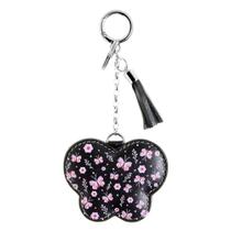 Chaveiro couro borboletas preto