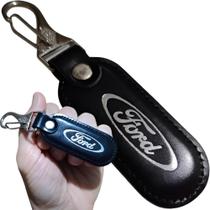 Chaveiro Couro Ford Preto Chave Carro Mosquetão Gancho Argola Chaveiro Couro Ford Preto Chave Carro Mosquetão Gancho Argola