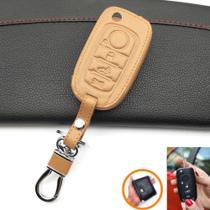 Chaveiro Couro para Chave 4 Botões Canivete Fiat Toro Volcano Argo Cronos 500 cabrio