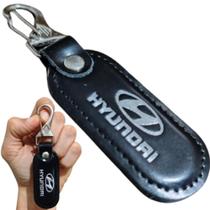 Chaveiro Couro Preto Hyundai Chave Carro Moto Mosquetão Luxo