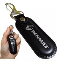 Chaveiro Couro Preto Renault Chave Carro Moto Mosquetão Luxo Chaveiro Couro Preto Renault Chave Carro Moto Mosquetão Luxo