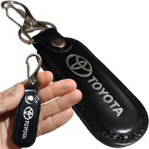 Chaveiro Couro Preto Toyota Chave Carro Mosquetão Argola Gancho